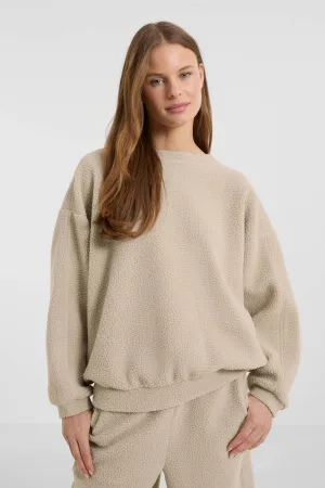 anytime teddy fleece trui beige