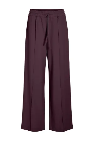 VILA wide leg high waist casual broek donkerrood