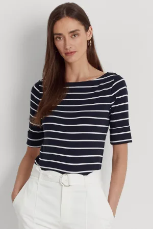 Lauren Ralph Lauren gestreepte top donkerblauw