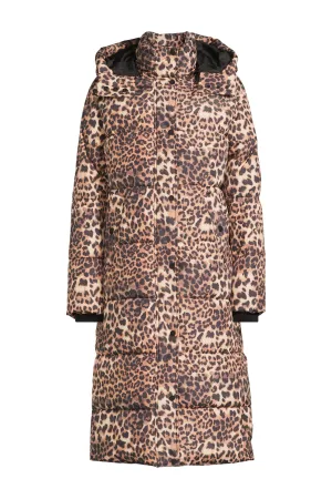 anytime lange watteerde jas leopard print
