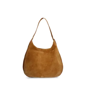 Manfield suede schoudertas cognac