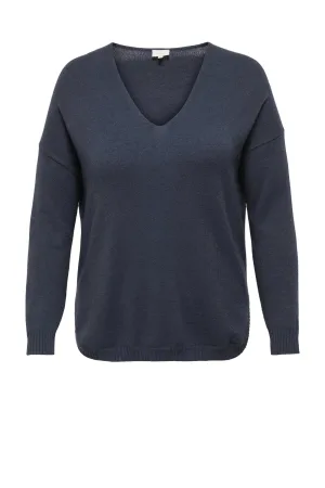 ONLY CARMAKOMA pullover gebreid donkerblauw