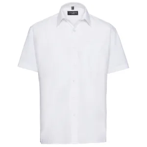 Russell Collection Heren Poplin Easy-Care overhemd met korte mouwen (Wit)