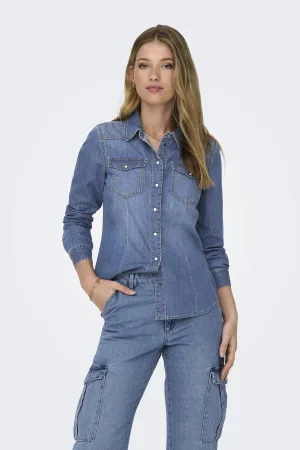 ONLY denim blouse ONLALEXA medium blue denim