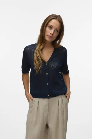 VERO MODA gebreid vest donkerblauw