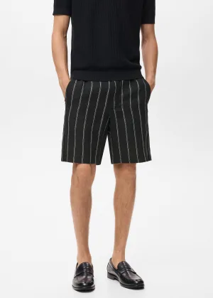 Mango Man linnen slim casual short antraciet