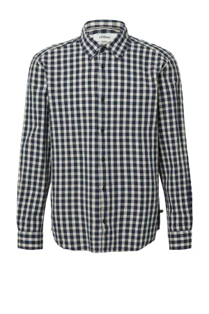 s.Oliver regular casual overhemd donkerblauw