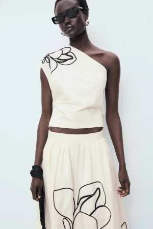 Mango A-lijn rok ecru