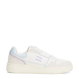 Tommy Jeans leren sneakers wit/lila/lichtblauw