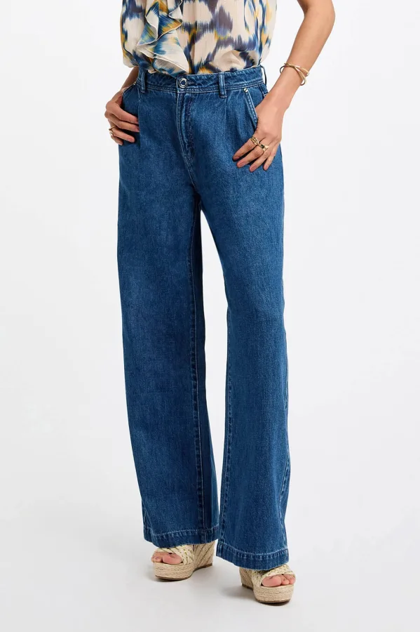 Morgan high waist wide leg jeans medium blue denim