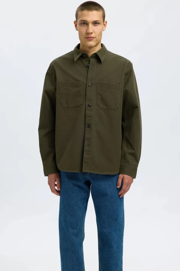 SELECTED HOMME overshirt donkergroen