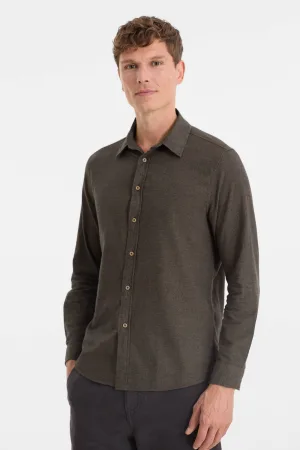 anytime gemêleerd overhemd bruin/zwart