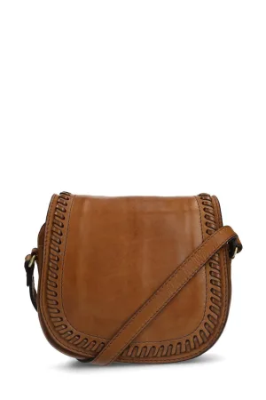 Manfield leren crossbody tas cognac