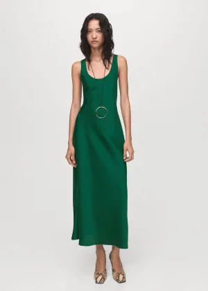 Mango satijnen maxi jurk groen