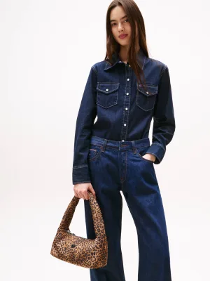 Tommy Jeans schoudertas met panterprint Urban Leo bruin