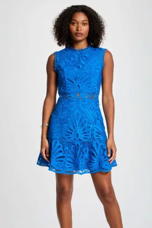 Morgan kanten jurk blauw