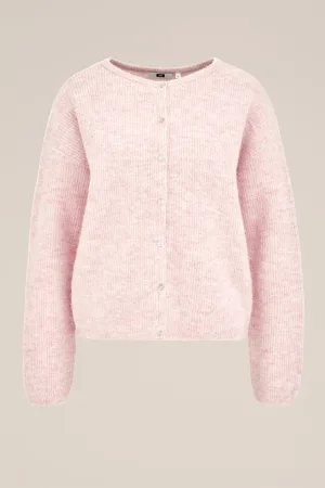 WE Fashion – Dames gebreid vest van wolmix – Regular fit – Lichtroze –