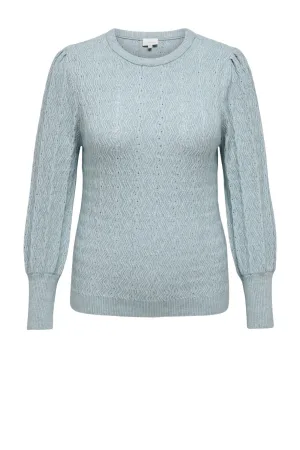 ONLY CARMAKOMA pullover grijsblauw gebreid