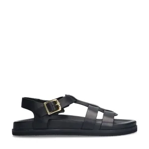 Manfield leren sandalen zwart