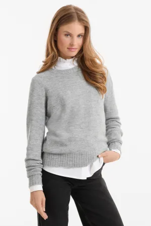 anytime gebreide trui grijs melange