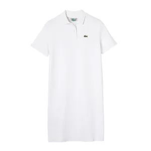 Lacoste Dames Pique Bell Sleeve Polo Jurk (Wit)