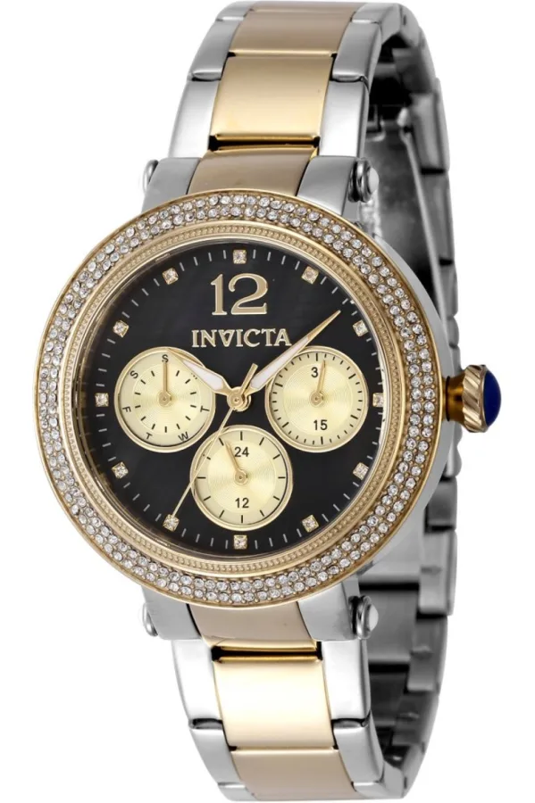 Invicta Bolt 48115 Dames Horloge – Quartz Uurwerk – Roestvrij Staal met zwarte Wijzerplaat – 37mm