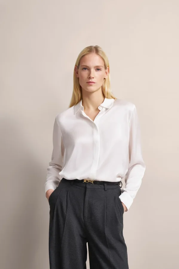 Bugatti Damen Overhemdblouse met afgeronde zoom