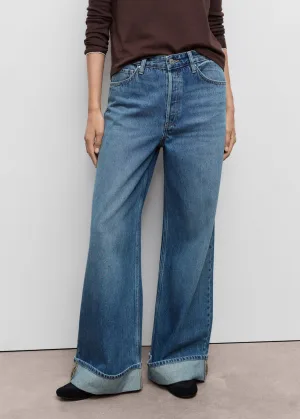 Mango wide leg jeans medium blue denim