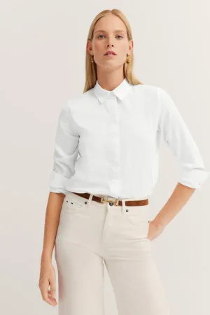 Bugatti Damen Overhemd blouse in katoen-linnen mix