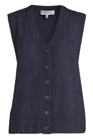 anytime gebreide gilet donkerblauw