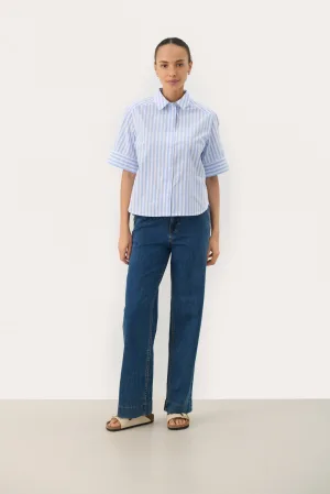 Korte mouwen shirt Baggy fit Blue Stripe