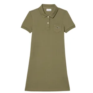 Lacoste Meisjes Piqué Poloshirt Jurk (Kaki Groen)