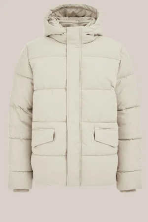 WE Fashion – Heren pufferjas – Regular fit – Beige –