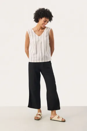 Blouse met korte mouwen Loose fit Eggnog and Brown Stripe