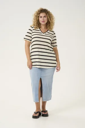 T-shirt Loose fit Turtledove / Black stripe