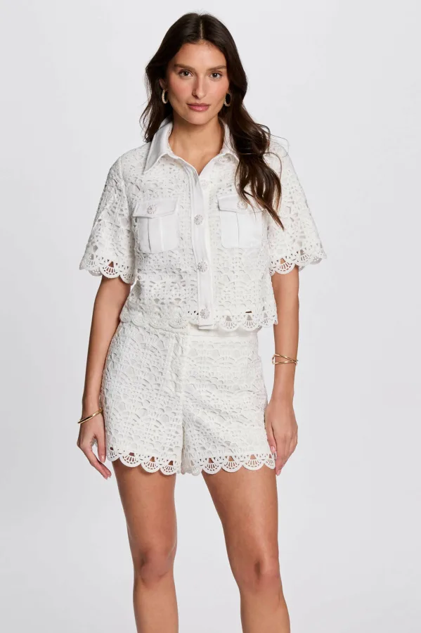 Morgan kanten blouse wit