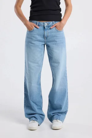 America Today low waist straight leg jeans light blue denim
