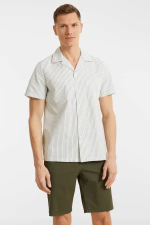 anytime seersucker overhemd groen/wit