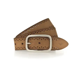 MUSTANG Leren riem Robuust, geperforeerd rundleer met perforatie, 3,5 cm