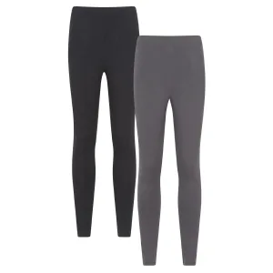 Mountain Warehouse Dames Katoenmix Midgewicht Leggings (Verpakking van 2) (Grijs)