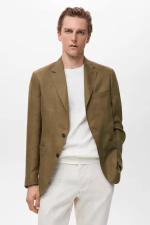 Mango Man linnen colbert kaki