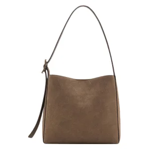 Mango suede schoudertas kaki