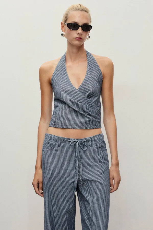 Mango cropped top blauw