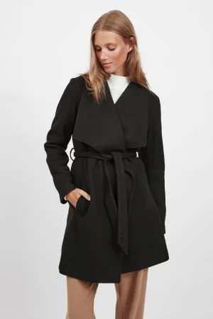 VILA jas VICOOLEY met ceintuur zwart