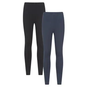 Mountain Warehouse Dames/Dames Legging Katoenmix (Set van 2) (Marine, Zwart)