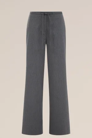 WE Fashion – Dames wide leg broek met krijtstreep – Regular fit – Donkergrijs –