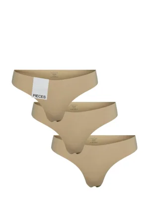 PIECES seamless string PCNAMEE (set van 3) beige