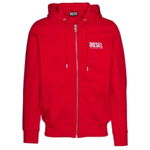 Diesel opvallende logo-rode hoodie met rits