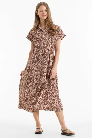 anytime blousejurk met panterprint beige/bruin