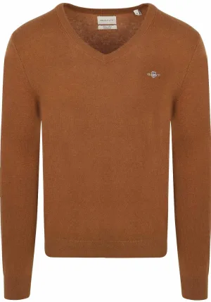 Gant Pullover V-Hals Woolblend Camel